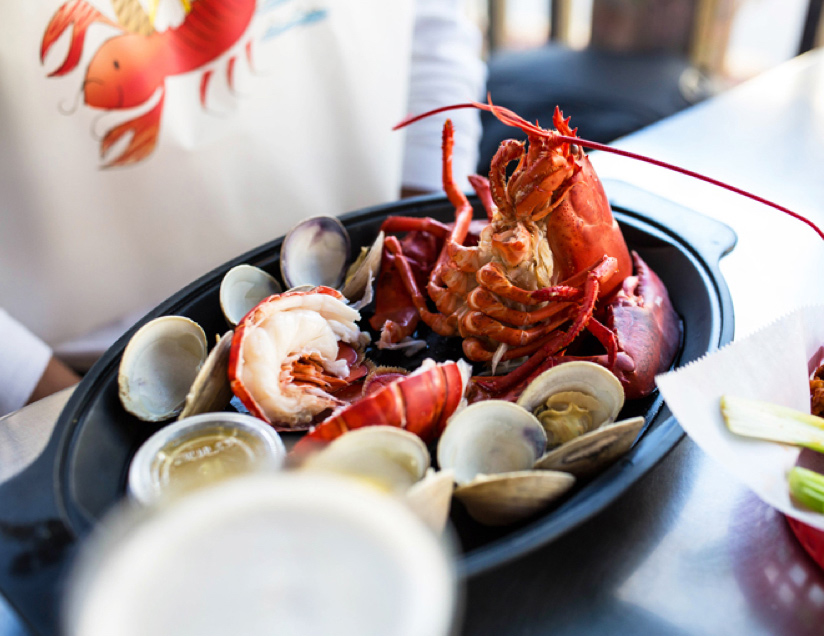 dune Dog Lobster and clams plated